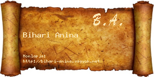 Bihari Anina névjegykártya